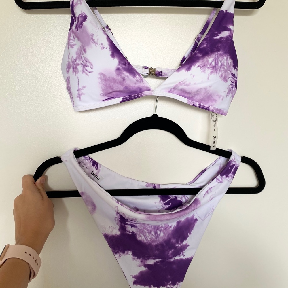 Purple Tie Dye Cheeky Bikini Swimsuit Shein Medium